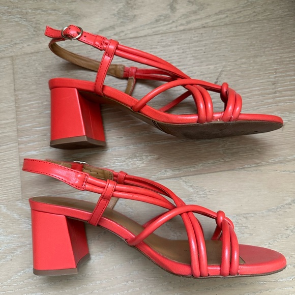 Sezane Thalie Sandals Orange Lisse - Size 38 - Picture 3 of 5